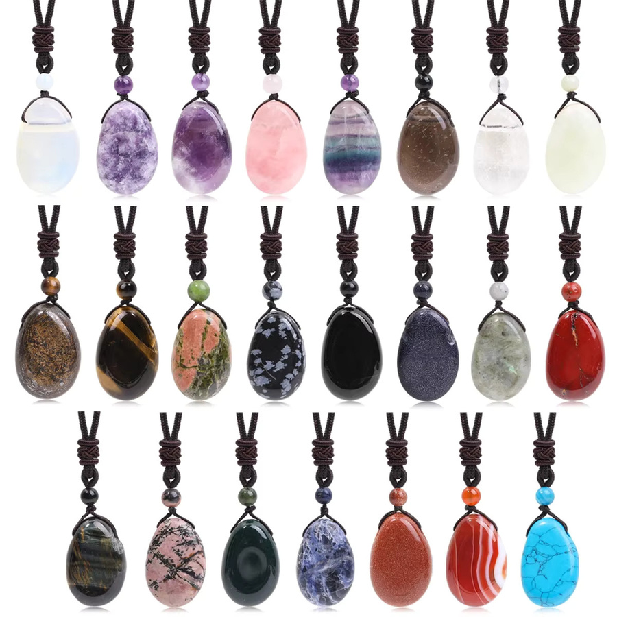 SANSWL Halskettenanhänger, Amethyst, Rosenquarz, Kristall, Unisex - Bild 1