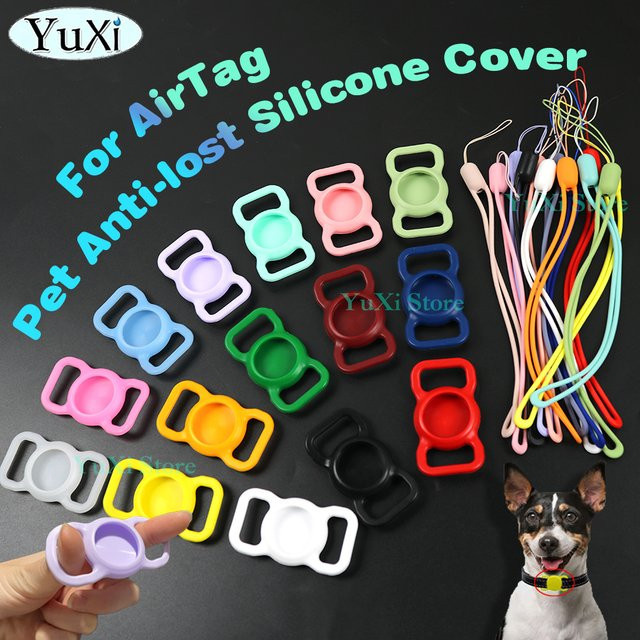Silikon Schutzhülle für Apple AirTag in Blau mit Handgelenkband für Hund und Katze - Bild 1