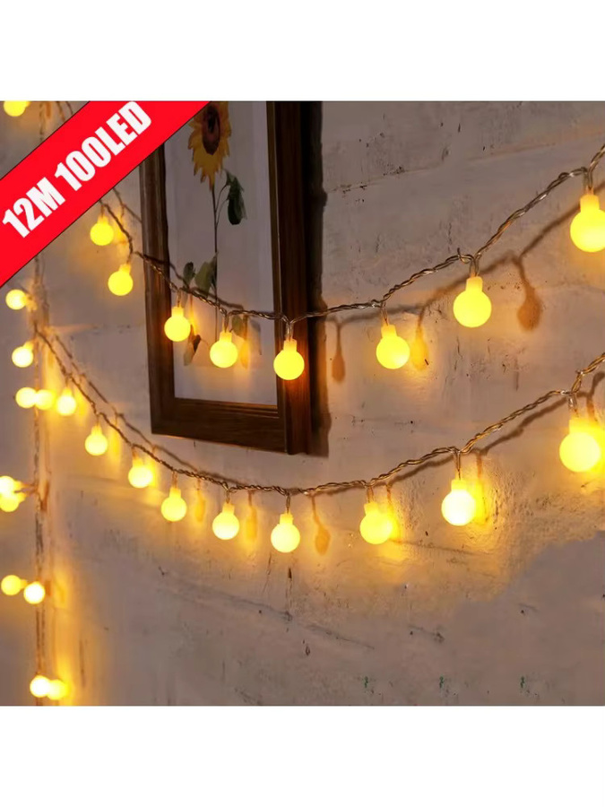 OKAL RED EAST Kugel-Lichterkette mit warmweißem Licht, USB- und Batteriebetrieb, wasserdichte Dekolichterkette für Garten und Hochzeit - Bild 7