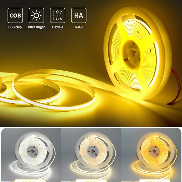 MeeToo COB LED Streifen Licht Hohe Dichte Flexibles LED Band für Raumdekoration und Hintergrundbeleuchtung dimmbar 3000-6000K DC 12V 24V - Bild 1