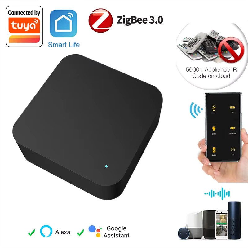 Tuya Zigbee Smart IR Blaster Universal Infrarot Fernbedienung in Schwarz für TV, Klimaanlage, DVD und Lüfter, kompatibel mit 2mqtt, ZHA, Alexa und Google Home - Bild 2