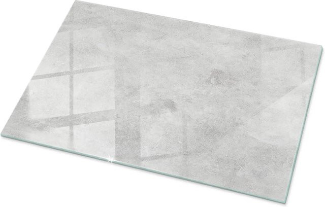 Tulup Couchtischplatte aus Glas in Grau mit Betonstruktur, Rechteckig, B: 100 cm, T: 70 cm - Bild 1