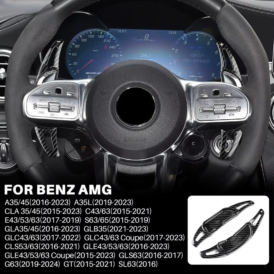 Schaltwippen Verlängerung für Mercedes-Benz AMG Modelle A35 A45 C63 E63 S63 G63 C43 CLA GLA GLC GLS GLE 2016-2023 in Rot - Bild 2