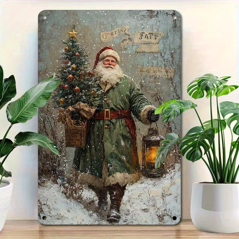 CIFBUY Vintage Weihnachtsmann Metall-Wanddekoration Retro Weihnachts-Blechschild in Mehrfarbig - Bild 2