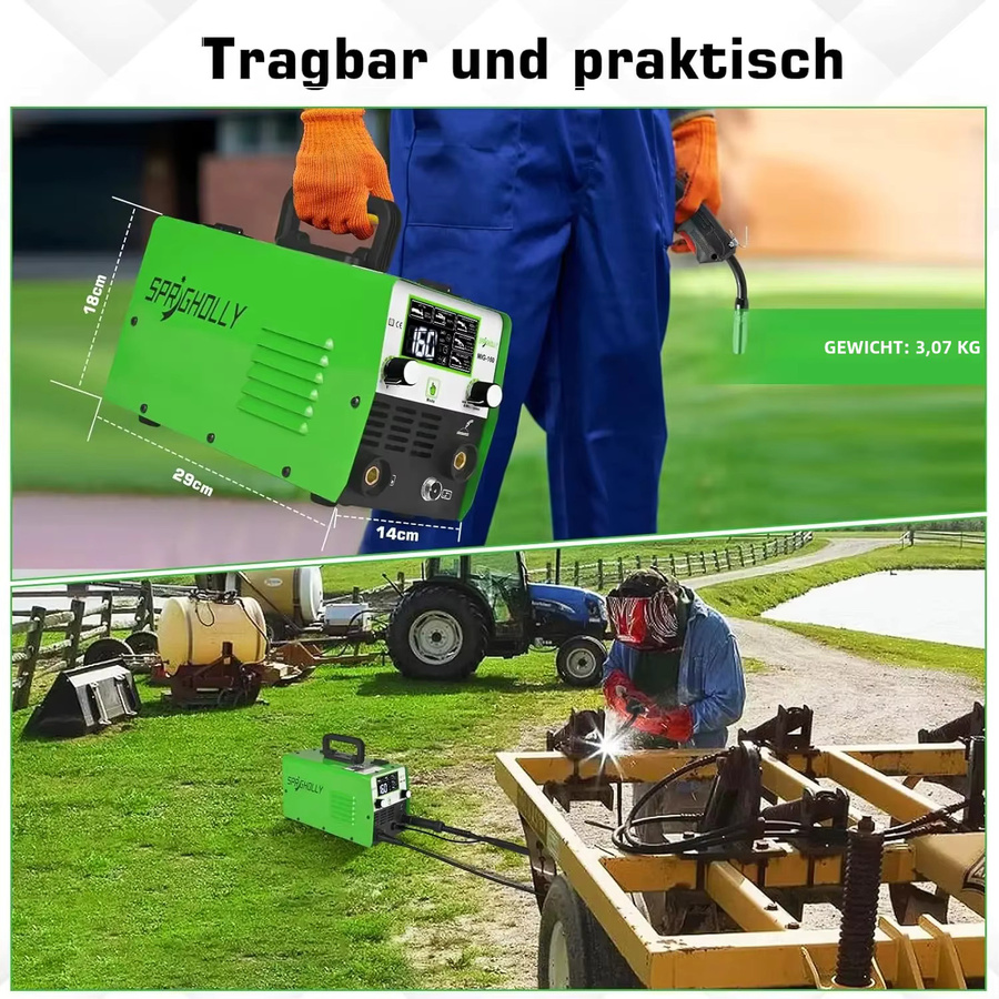 SPRIGHOLLY 3-in-1 Multiprozess MIG-Schweißgerät 160 Ampere, 230V, Gaslos MIG, Lift-TIG und Elektrodenschweißen mit LED-Anzeige, Upgrade Spr-Mig160 - Bild 6