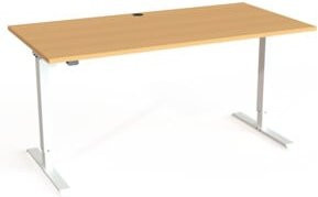 STIER Elektrisch höhenverstellbarer Schreibtisch 501-20 in Buche und Weiß, B/T: 160 x 80 cm - Bild 1