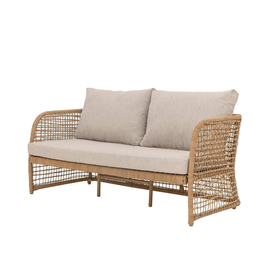 Bloomingville Penzano Polyrattan Bank in Nature mit beigefarbenen Polsterkissen, Breite: 164 cm - Bild 1