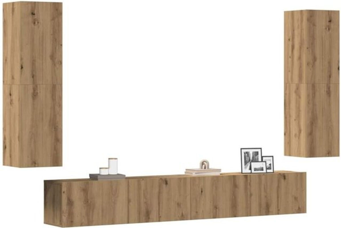 Vidaxl Set aus 4 TV-Wandschränken in Eiche Natur und Beige aus Holzwerkstoff mit Drehtüren im modernen minimalistischen Design - Bild 1