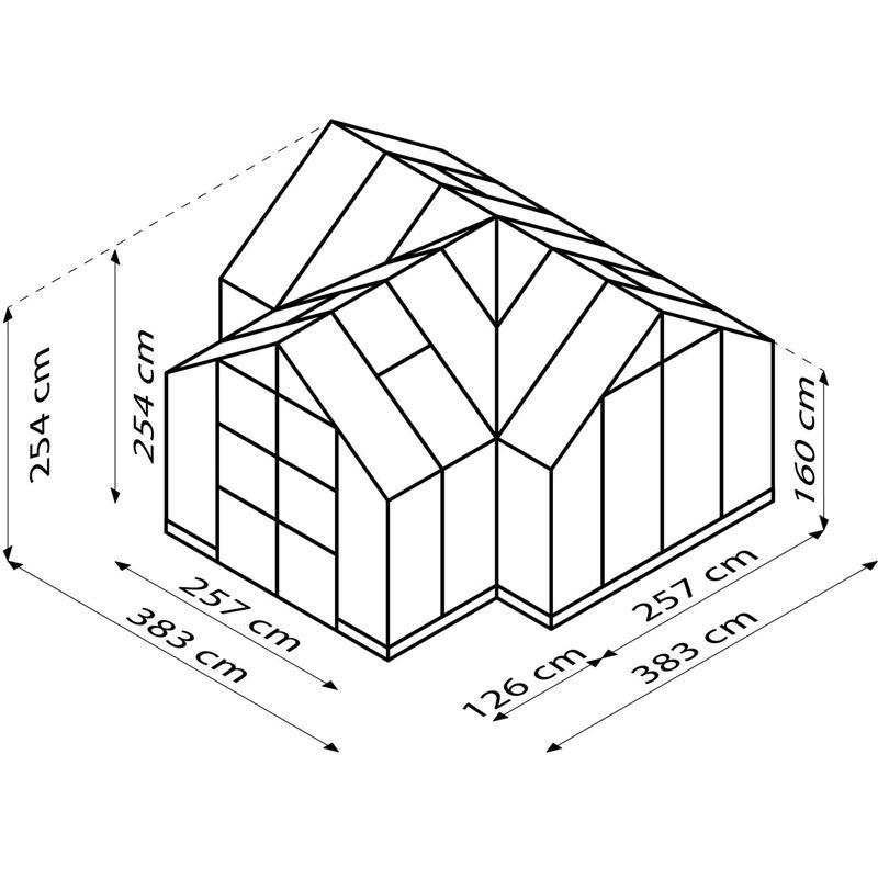 Vitavia Gewächshaus Clarus in Schwarz mit 13 m² Fläche, Aluminiumrahmen und Einscheibensicherheitsglas - Bild 3