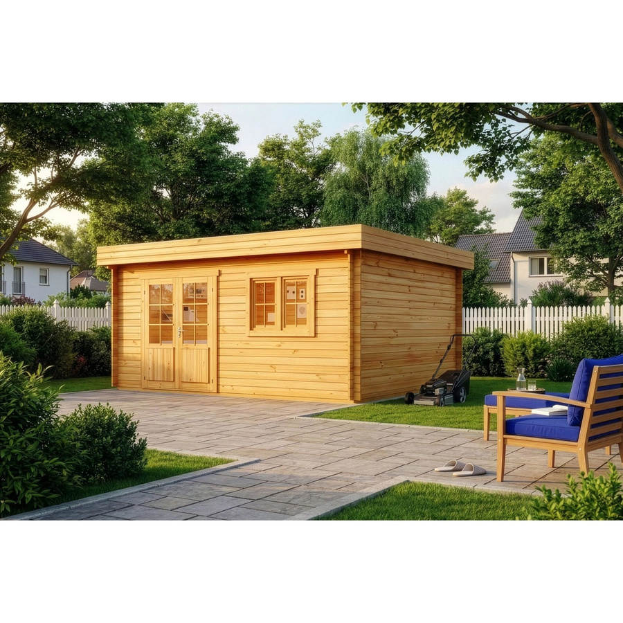 Alpholz Gartenhaus Spree-28 B Pultdach aus Holz in Braun B/T: 520 x 420 cm - Bild 2