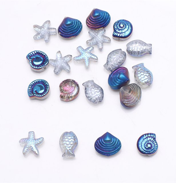 YUANZHIRUN Perlen Kristallglas, Bunt, Seestern/Schnecke/Muschel/Fische - Bild 1