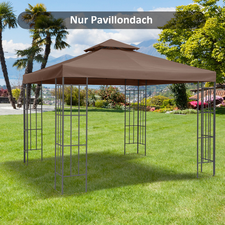 Outsunny Ersatzdach für Metall-Gartenpavillon aus wetterfestem Polyester, Farbe: Kaffee, B/T: 3 x 3 m - Bild 3