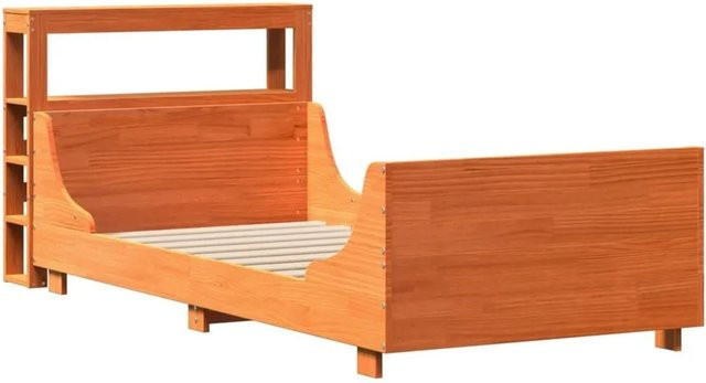 vidaXL Massivholzbett aus Kiefernholz in Braun, rustikaler Stil, ohne Matratze, B/T/H: 100 x 200 x 82 cm - Bild 1