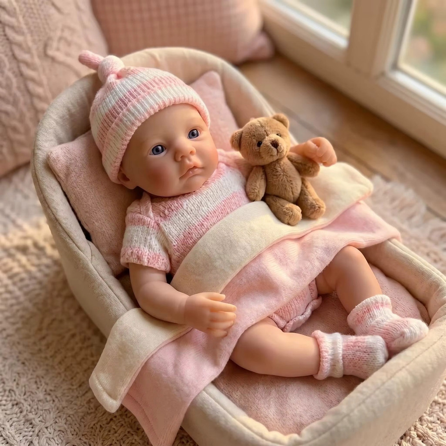 Meadow NPK Mini-Puppe, 6-Zoll, aus Platin-Silikon, mit Mini-Kleidungsstück - Bild 3
