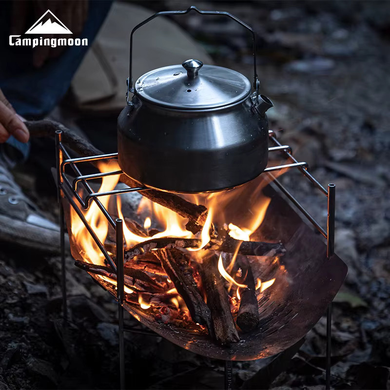 CAMPINGMOON Tragbarer Outdoor-Grillofen aus Edelstahl in Silber – Zusammenklappbarer Camping-Grill und Holzofen für den Außenbereich - Bild 1