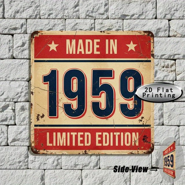 CIFBUY Vintage 1959 Metallschild Retro Aluminium-Wanddekoration Mehrfarbig B/H: 20,32 x 20,32 cm - Bild 1