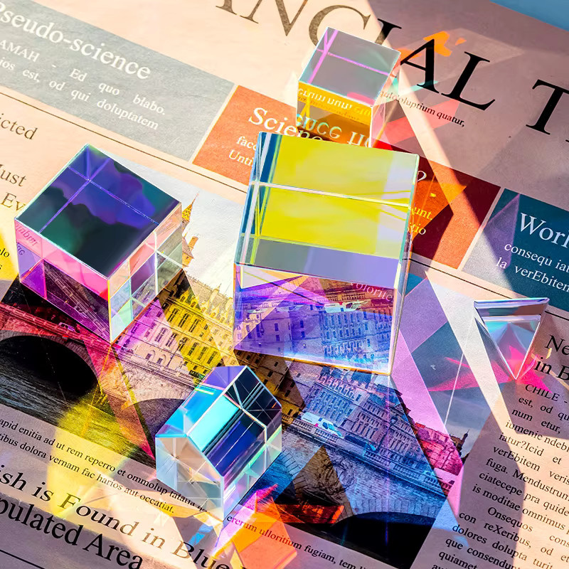 QIAO Mini K9 Kristall Prisma Würfel aus Glas in Transparent für RGB Dispersion, Physikunterricht und DIY-Handwerk - Bild 3