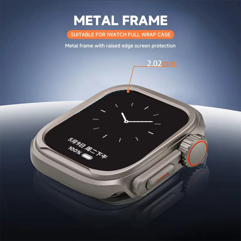 CAOWTAN Metallgehäuse für Apple Watch 49 mm, 46 mm, 42 mm, 44 mm und 45 mm, Aluminium Schutzgehäuse und Stoßstangenrahmen für iWatch Serie 10 zum Wechsel auf Ultra-Design - Bild 5