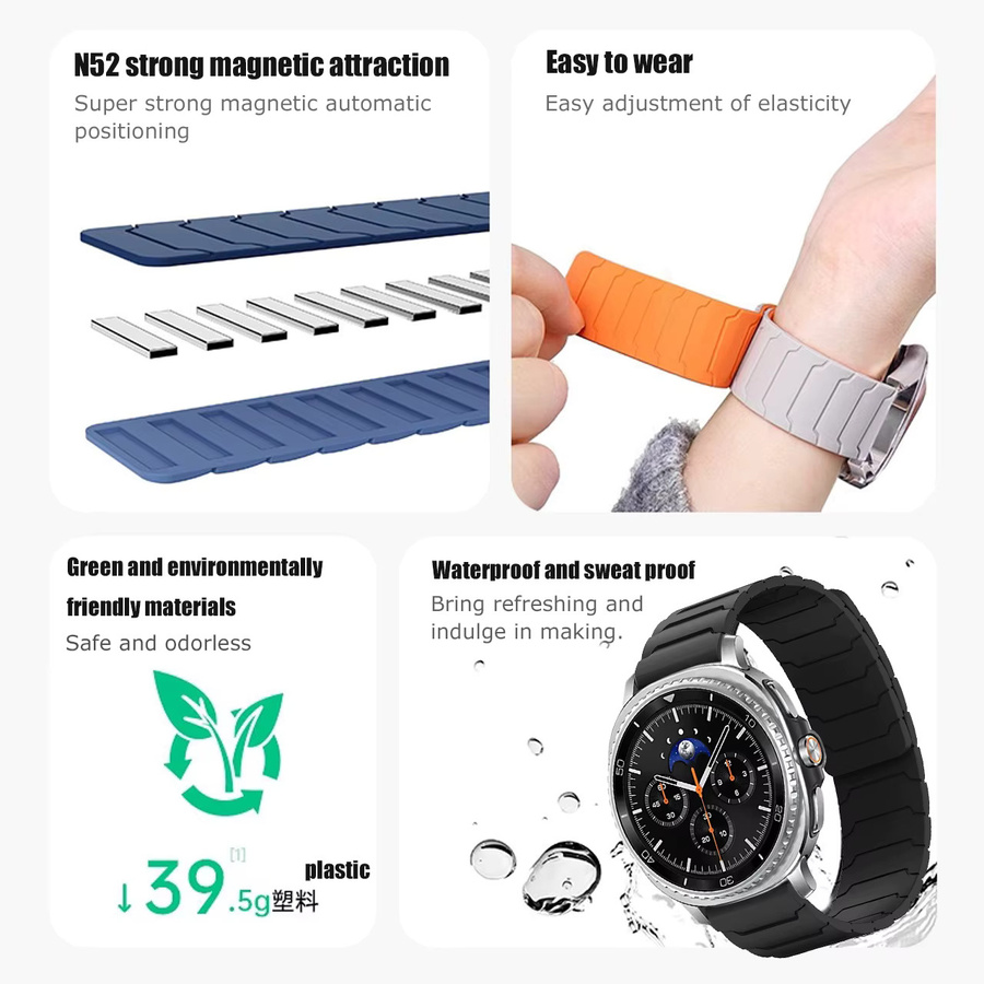 Samsung Uhrenarmband Silikon, Schwarz, Damen Herren - Bild 4