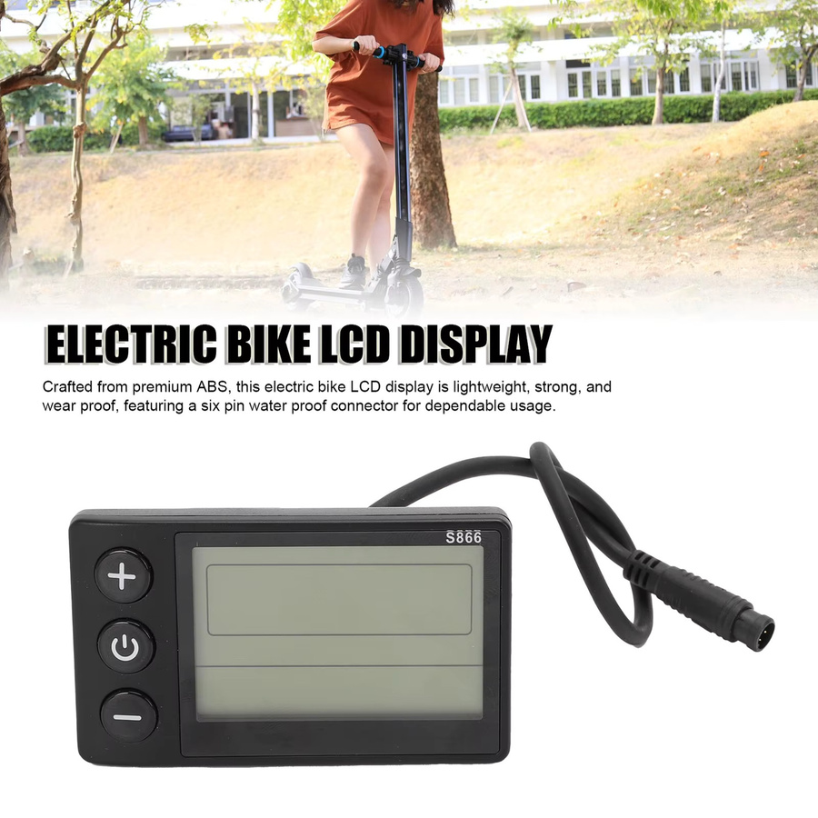 DOACT Elektrofahrrad LCD-Display S866 ABS Bedienfeld mit 6-Pin Wasserdichtem Anschluss für Roller-Modifikation, Schwarz - Bild 6