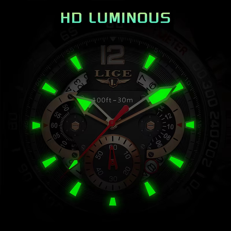 LIGE Armbanduhr Quarz, Silikon, Blau, Herren - Bild 2