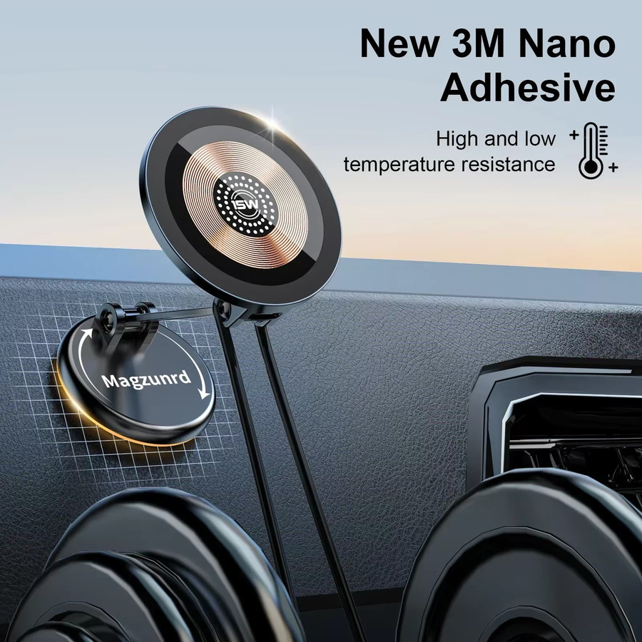 Magnpter Magnetische Kabellose Auto-Handyhalterung mit 15W Schnellladung in Schwarz - Bild 2
