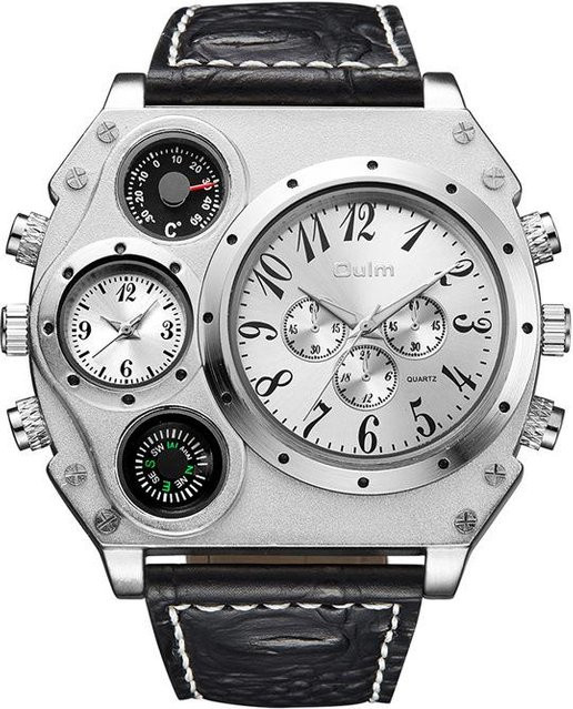 Oulm Armbanduhr, Quarz, Chronograph, Edelstahl, Weiß, Herren - Bild 1