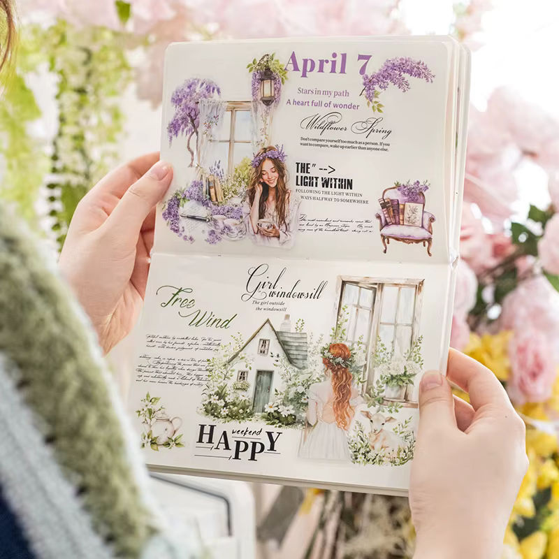 20 Blatt Girl Series Landschaftsaufkleber aus PET mit floralen Motiven und Frühlingsmotiven in Mehrfarbig für DIY Collagen und Dekorationen - Bild 2