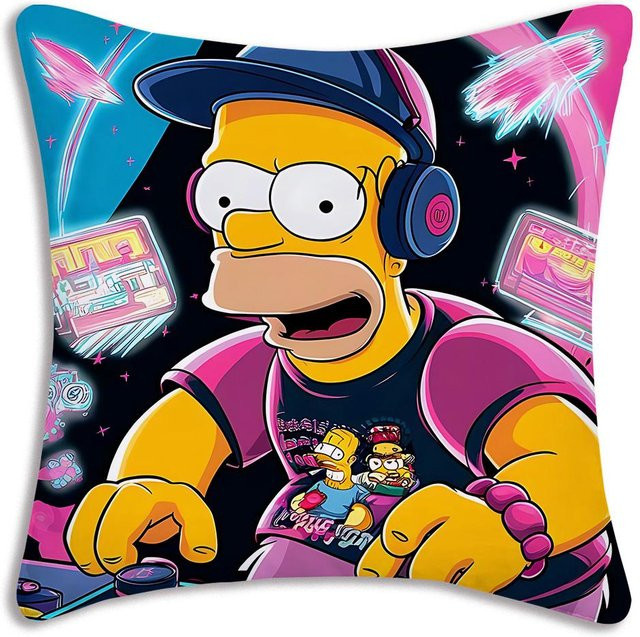 Dekorativer Simpsons Kissenbezug aus Plüsch mit doppelseitigem Print, B/B: 55 x 55 cm - Bild 1
