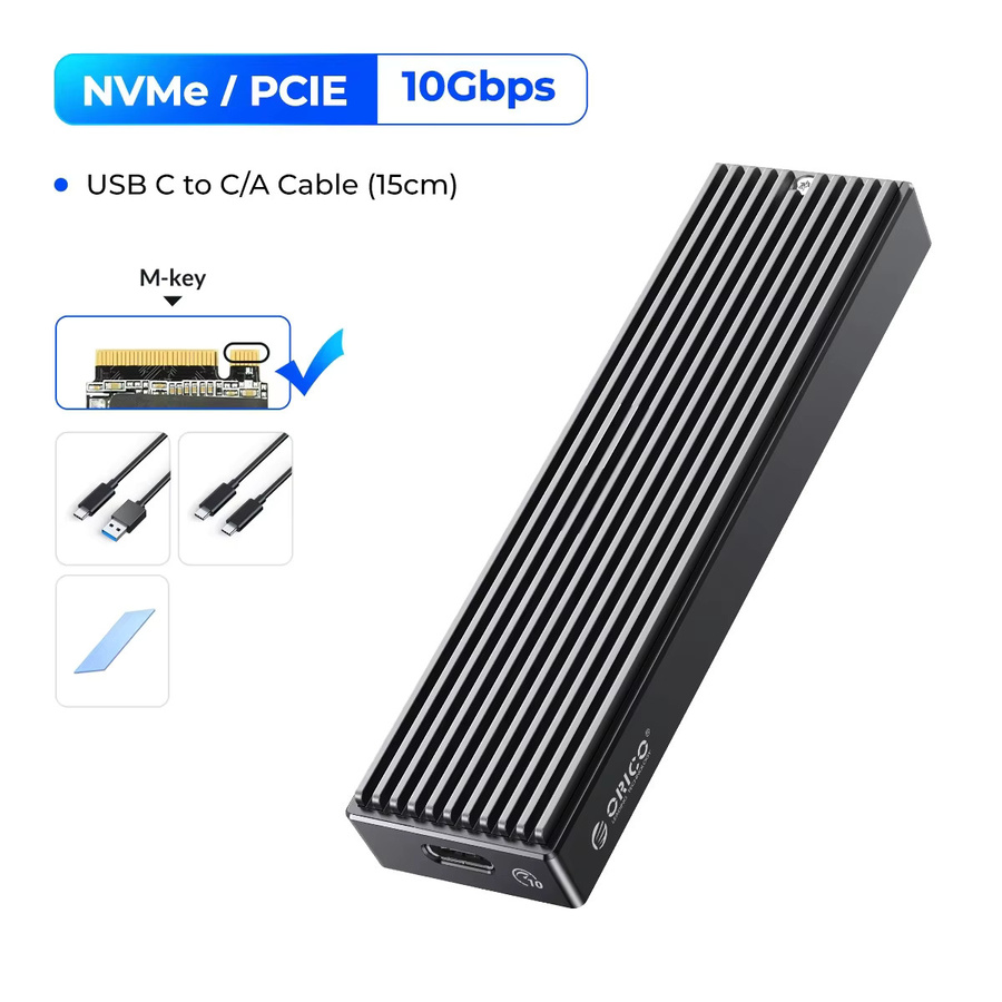 ORICO M.2 NVMe SSD-Gehäuse USB 3.1 Gen 2 PCIe Externer Adapter für 2230/2242/2260/2280 M.2 SSD bis zu 8 TB mit USB-C Anschluss - Bild 7