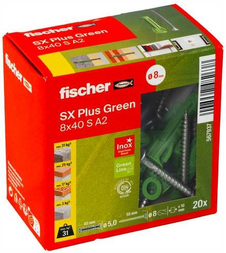 Fischer SX Plus Green Dübel aus Kunststoff für Beton, 20 Stück - Bild 1