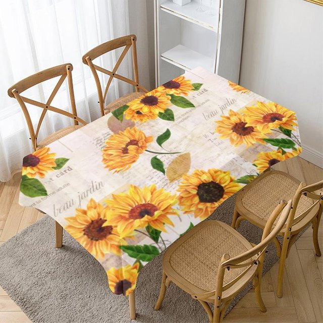 Moderne rechteckige Tischdecke von Super Six mit Sonnenblumen-Floral-Print, wasserabweisend und staubdicht, Mehrfarbig, Breite: 140 cm - Bild 1