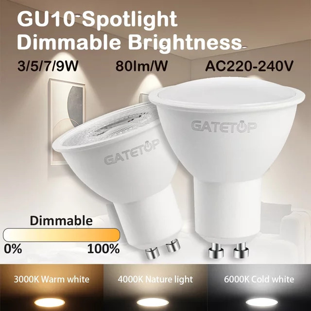 8 Stück Derec LED-Spot-Glühbirnen GU10 dimmbar in Warmweiß, Kaltweiß und Weiß - Bild 1