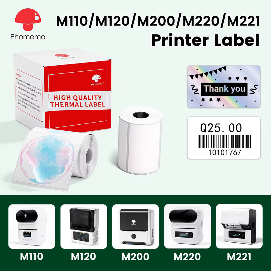 Phomemo Thermo-Etikettenaufkleber Weiß für M110 M220 M108 M221 Drucker, selbstklebende Barcode-Produktetiketten für gewerblichen Gebrauch - Bild 2