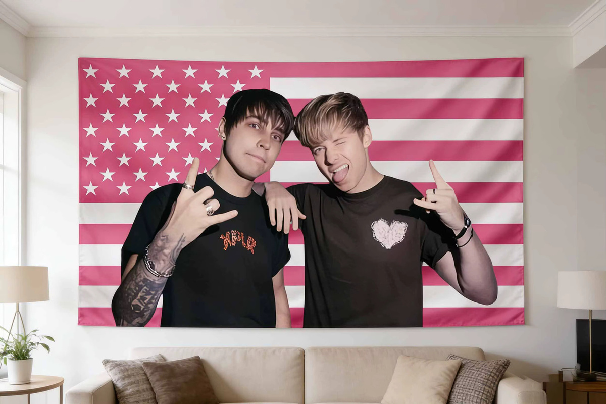 Jake&Johnnie Sam Colby Wandteppich mit amerikanischer Flagge, Sterne und Streifen, Wandbehang in Multicolour, B: 60 cm, H: 40 cm - Bild 2