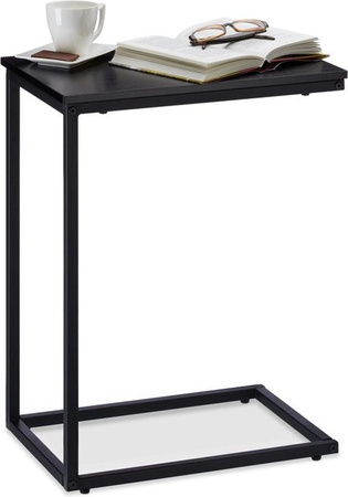 Relaxdays Beistelltisch aus Metall und MDF in Schwarz, B/T/H: 61 x 30 x 45 cm
