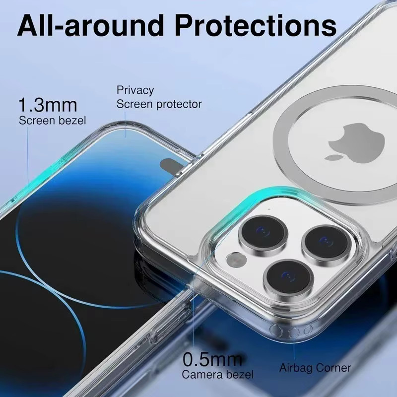 EIENACOCO Transparente Magnetische Handyhülle für iPhone kompatibel mit MagSafe, Acryl Klare Schutzhülle - Bild 4