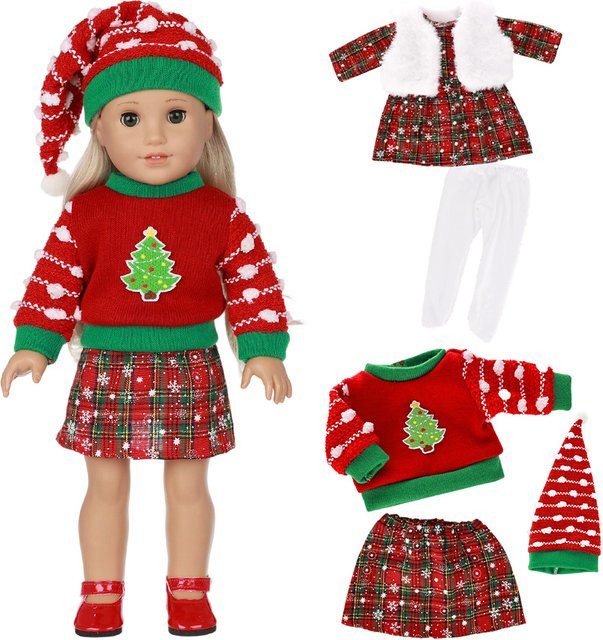dearbei Weihnachtskleidungsset, Zubehör, 16-18 Zoll, Rot - Bild 1