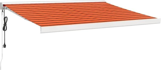 vidaXL Motorisierte Markise aus Aluminium und Polyester in Orange, Braun und Weiß, B/T: 350 x 250 cm - Bild 1