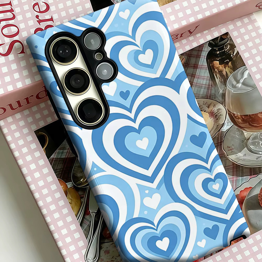 Potdemiel Stoßfeste Doppelschicht Handyhülle mit blauem Herz-Design für Samsung Galaxy S26 S25 S24 S23 Ultra Plus und Android Modelle - Bild 3