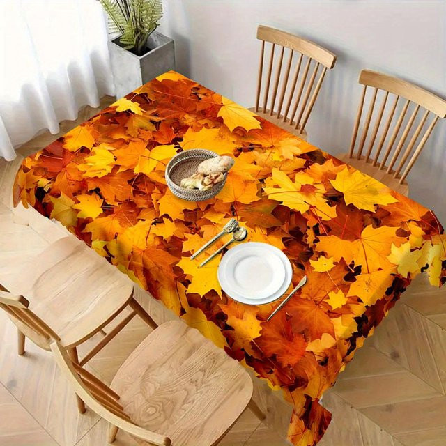 Wasserdichte rechteckige Tischdecke JINGYUE Pet Herbst Ernte in Orange, B/T: 90 x 140 cm - Bild 1