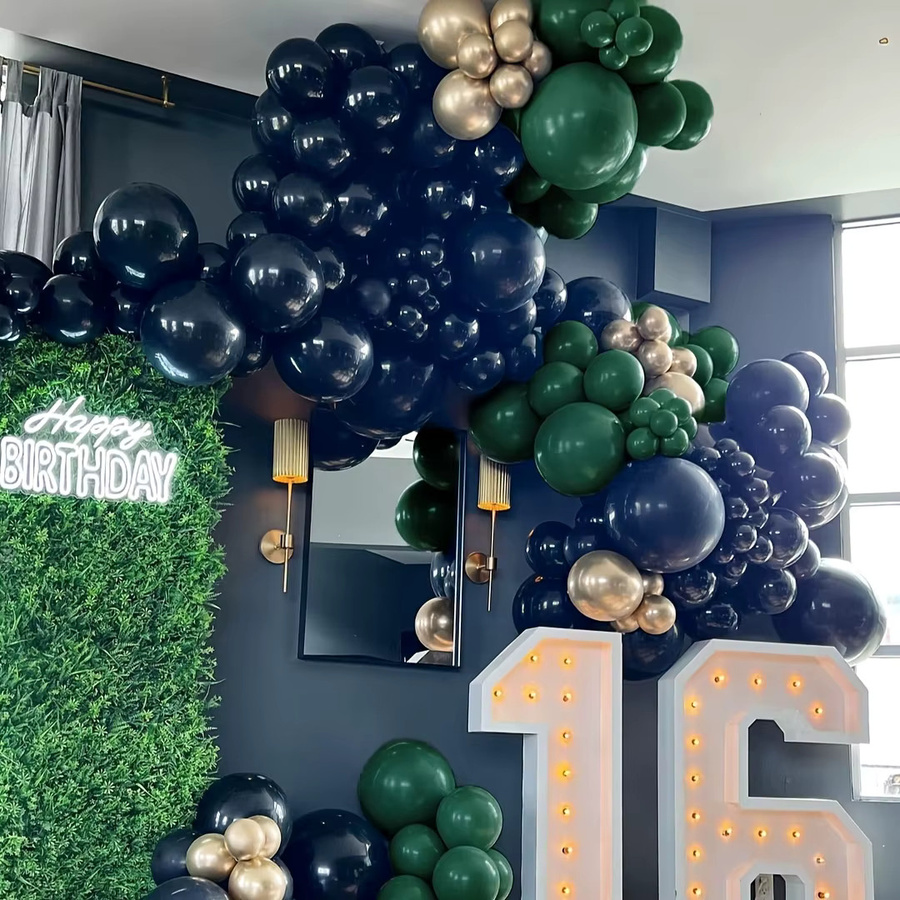 XHLFCJ Ballongirlande Set mit 116 Stück in Schwarz, Grün und Metallic Gold für Geburtstag, Hochzeit oder Jungle-Safari-Party - Bild 5