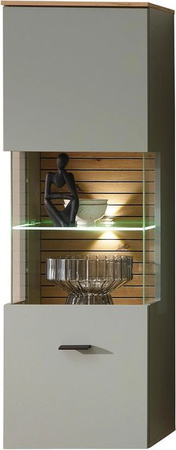 Premium Living Hängevitrine Memphis in Grün und Eiche mit Soft-Close-Türen und Glaseinsätzen, B/T/H: 124 x 36 x 40 cm