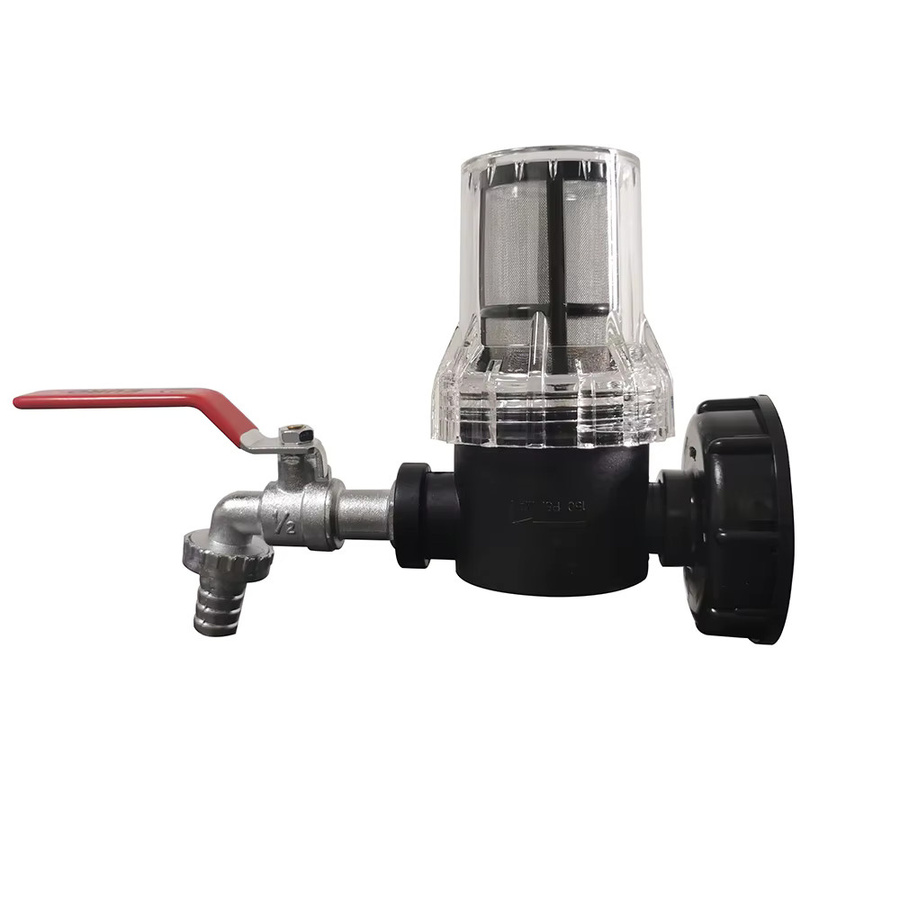 AMY CAR NEW FORCE IBC Tank Adapter mit 80 Mesh Filter und S60X6 Gewinde für 1000L Tanks sowie 1/2 Zoll Schnellanschluss für Gartenschläuche - Bild 3