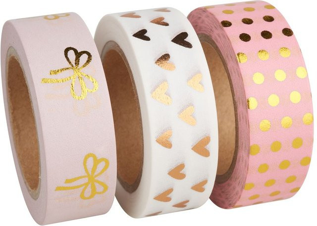Rayher Washi Tape Set in Rose und Pink mit Goldfolie - Bild 1