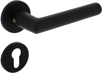 Intersteel Türdrücker Broome in Schwarz und Aluminium mit PZ-Rosetten, Durchmesser: 52 mm, Dicke: 7 mm - Bild 1
