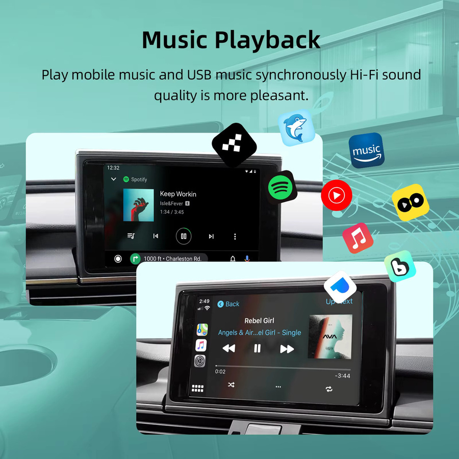 ANYFAR Drahtloses CarPlay und Android Auto Retrofit Decoder Box Kit für Audi A6 A7 2012–2016 mit 6,5 Zoll Bildschirm in Schwarz - Bild 5