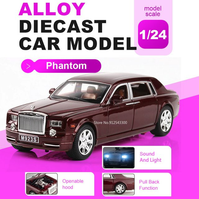 RMZ city Phantom Spectre Automodell, 1:24 Maßstab, mit Licht und Sound, mit öffnenden Türen, Rückziehfunktion, Gummireifen - Bild 1