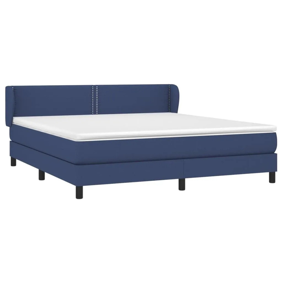 vidaXL Boxspringbett mit Matratze in Blau und Weiß, Hybrid-Modell mit Taschenfederkern, B/T/H: 180 x 200 x 183 cm - Bild 2
