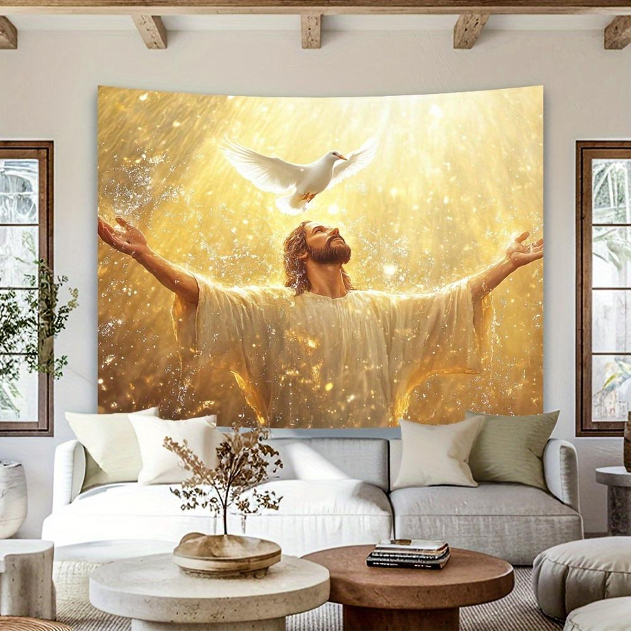 Religiöser Wandteppich mit Taube und Jesus von JMG Household Supplies, Wanddekoration für Wohnzimmer oder Schlafzimmer, Breite: 70 cm, Höhe: 100 cm - Bild 1